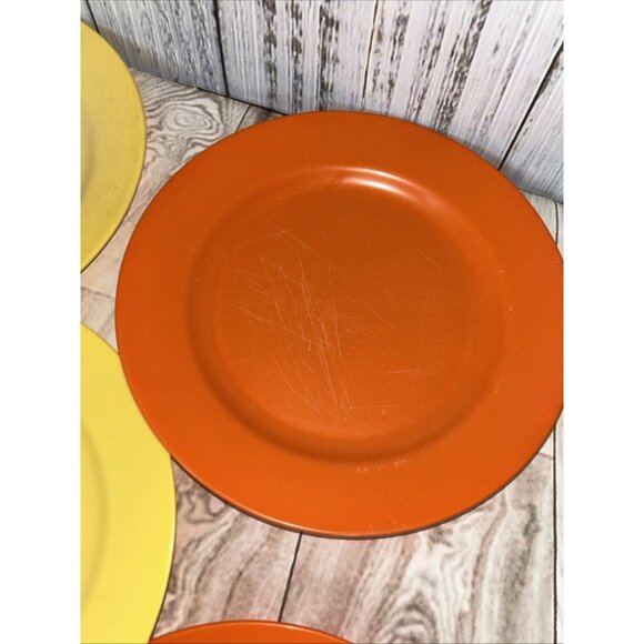 VTG RARE Lot Of 6 Plates Beetleware Melamine Yellow Gold and Orange - Picture 4 of 9